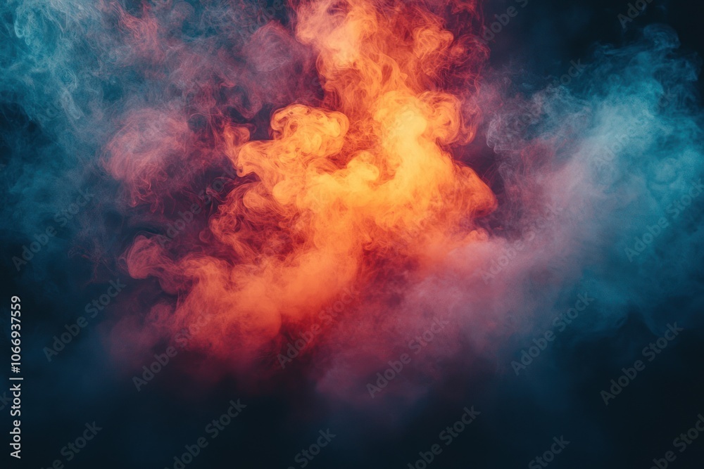 Abstract Swirling Smoke with Red, Orange, and Blue Hues Abstract Swirling Smoke with Red, Orange, and Blue Hues