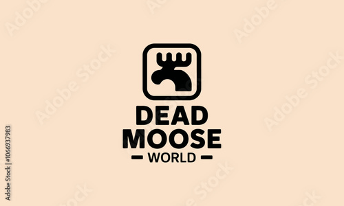 Modern moose logo with minimalist antler icon design