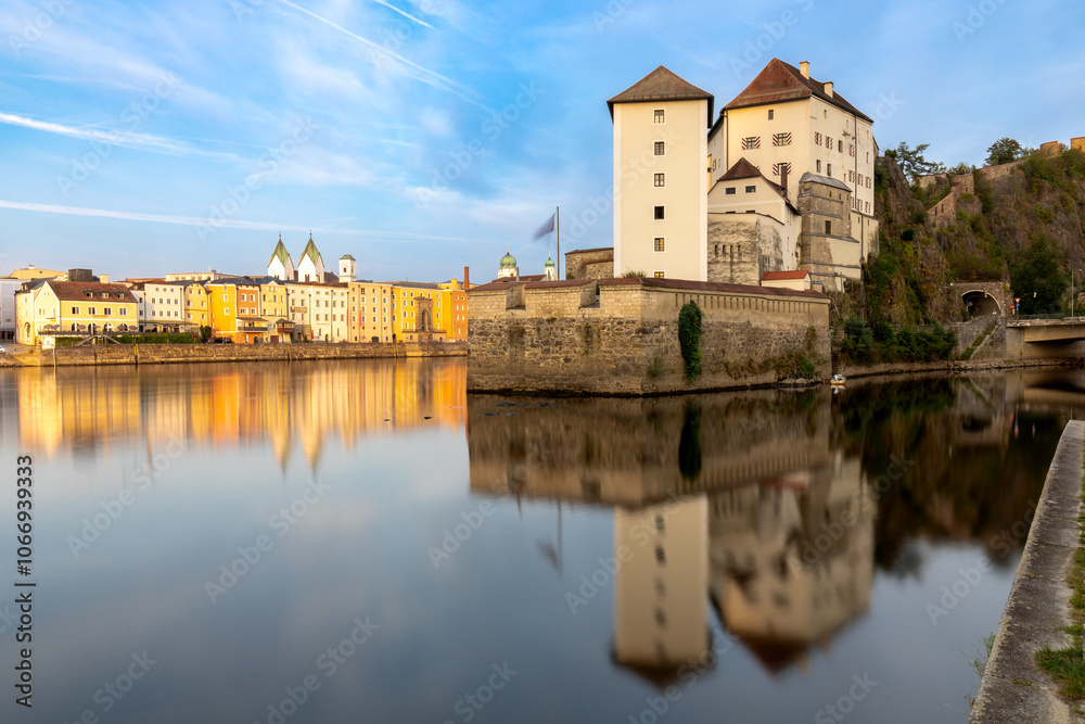 Veste Niederhaus an der Mündung der Ilz in die Donau, Passau, Bayern Veste Niederhaus an der Mündung der Ilz in die Donau, Passau, Bayern