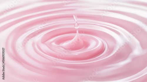 A drop of pink liquid is falling into a large pink wave