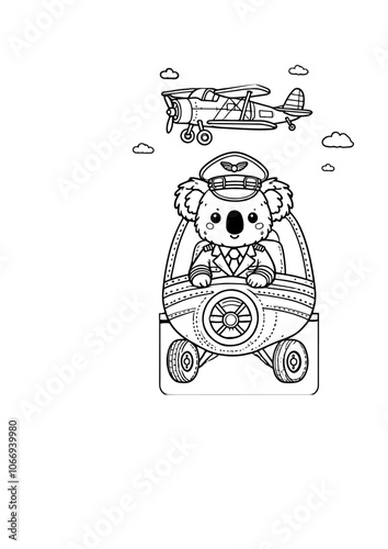 pilot koala, kids coloring book photo