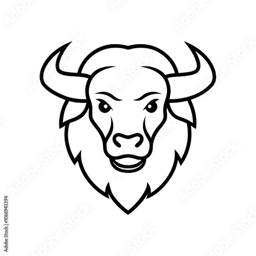 Bison Mascot Line Art Logo.