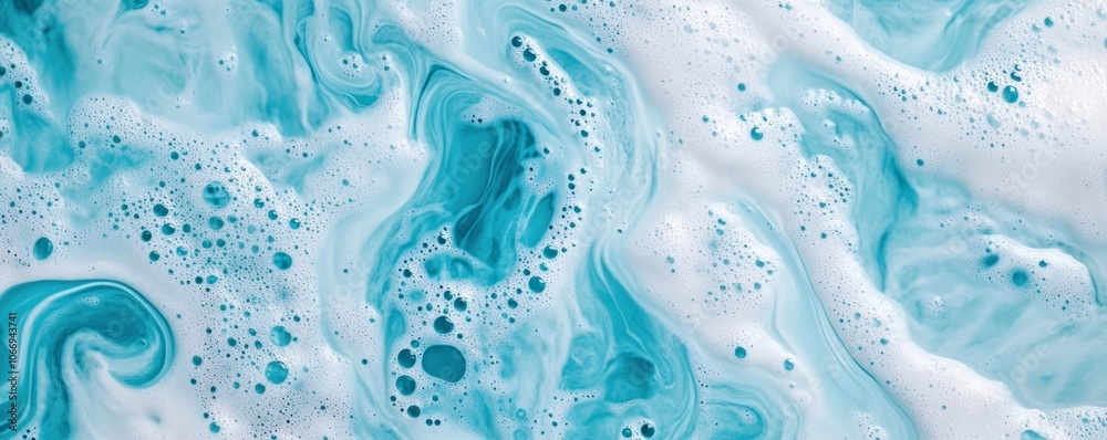 Naklejka premium Turquoise and white foam creating stunning abstract patterns