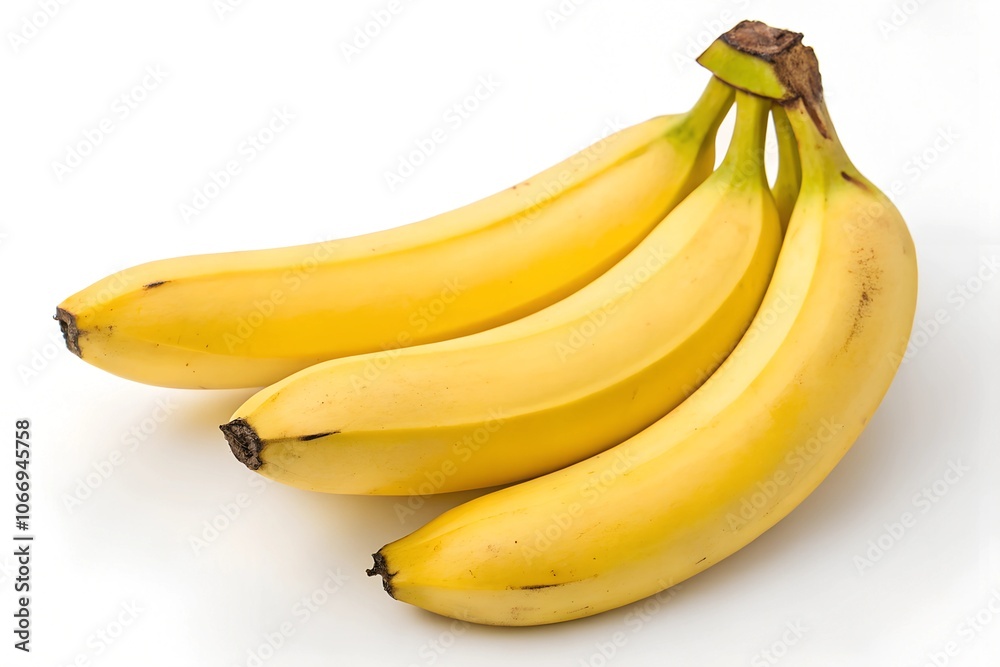 Three Ripe Bananas on White Background Three Ripe Bananas on White Background
