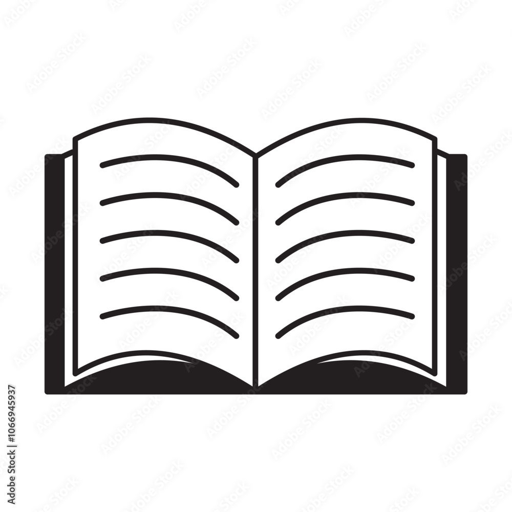 Notebook icon. Lined pages graphic. Open book symbol. Vector element. Notebook icon. Lined pages graphic. Open book symbol. Vector element.