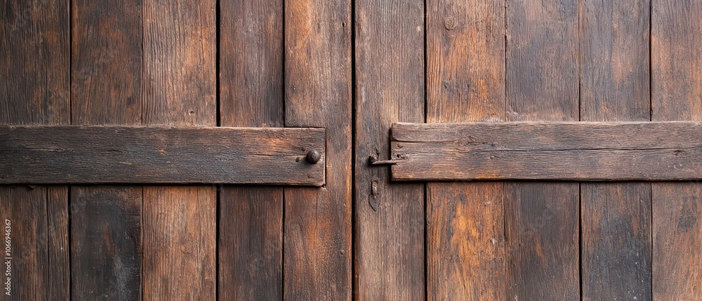 Close-up of rustic wooden doors, showcasing rich textures and natural hues. Close-up of rustic wooden doors, showcasing rich textures and natural hues.