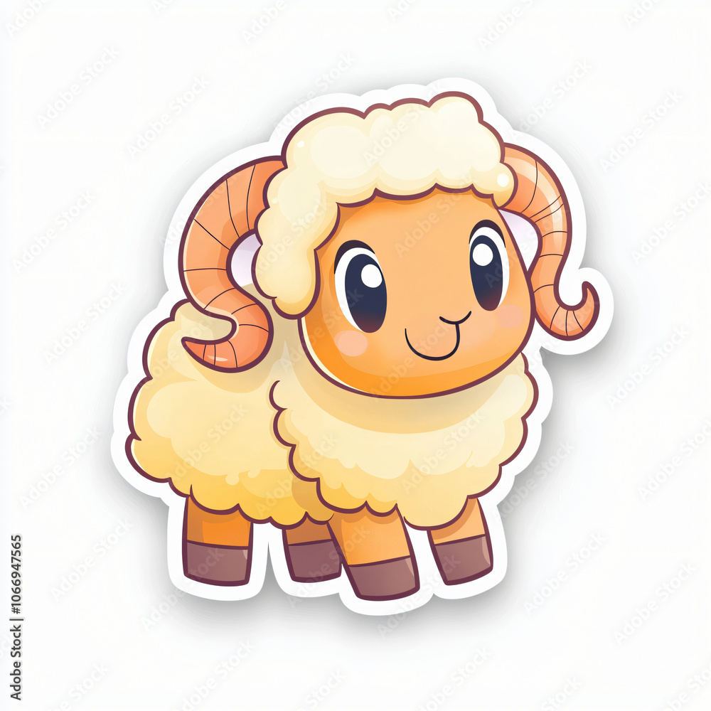 flat cutout vector sticker of the Aries zodiac symbol - a ram, isolated on white background flat cutout vector sticker of the Aries zodiac symbol - a ram, isolated on white background