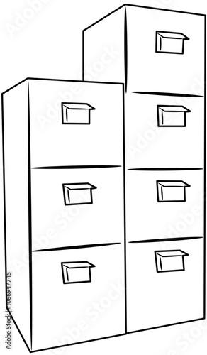 Office Equipment doodle element coloring page cartoon illustration