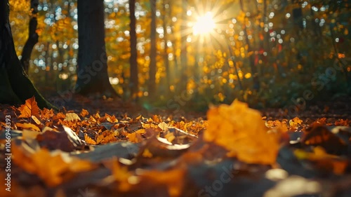 Wallpaper Mural Golden Autumn Sunlight Shining Through Colorful Trees in a Forest Torontodigital.ca