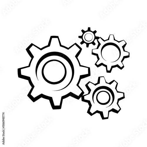 Gears icon in black outline

