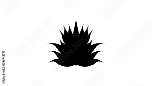 agave plant emblem, black isolated silhouette