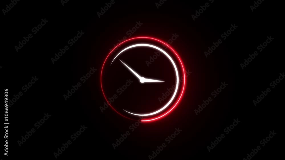 glowing colorful Neon clock icon Light Neon Clock icon 24 hours on black background. 