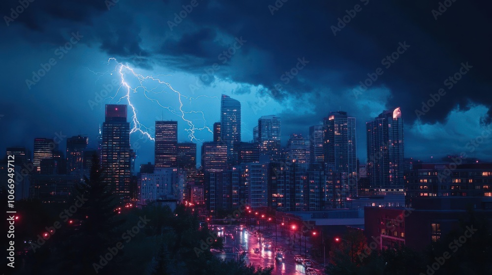 Stunning Lightning Illuminates Night Skyline Stunning Lightning Illuminates Night Skyline
