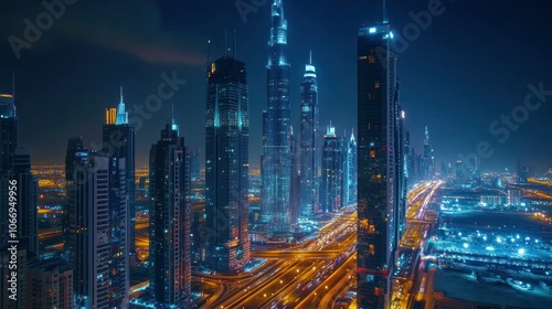 Wallpaper Mural Stunning Night Cityscape with Light Trails Torontodigital.ca