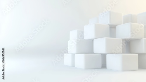 A white background with a stack of white cubes