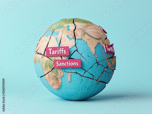 Illustration of a fractured globe labeled with 