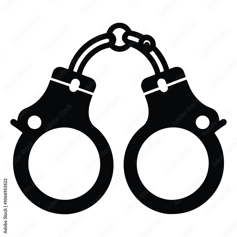 handcuff silhouette on white background
