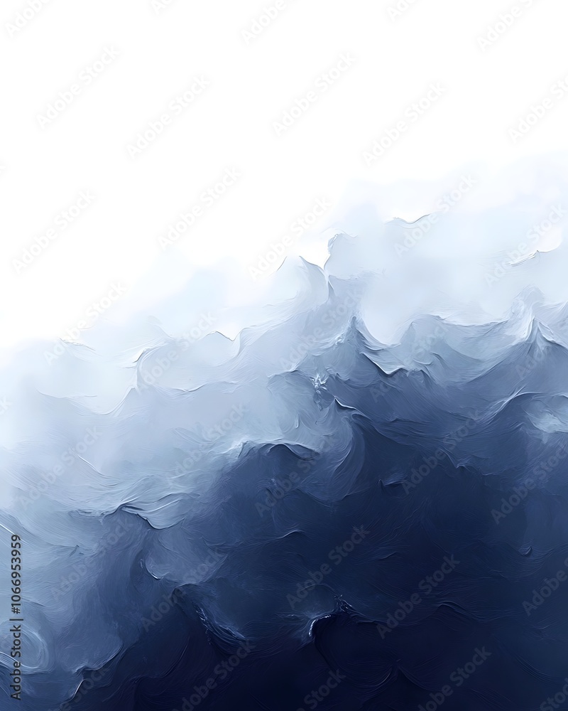 Obraz premium An abstract painting featuring soft, swirling waves in shades of blue and white, creating a serene and calming atmosphere perfect for modern decor.