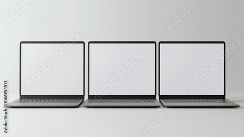 Wallpaper Mural mockup of three modern laptops with blank screens on a white background Torontodigital.ca