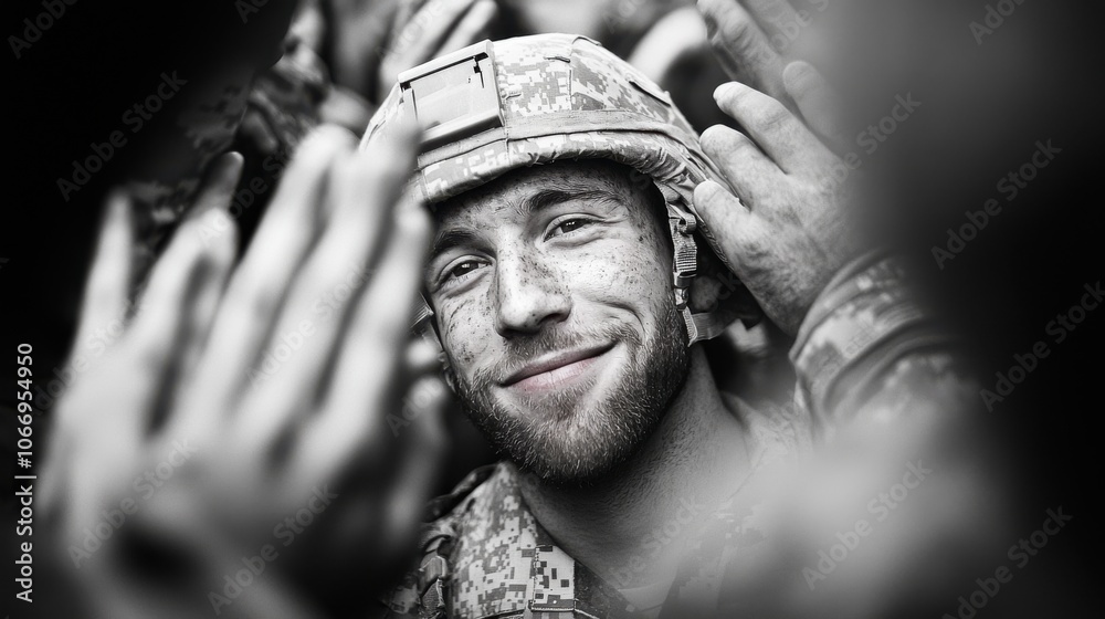 Soldiers unite a grateful smile captured in moments of brotherhood Soldiers unite a grateful smile captured in moments of brotherhood