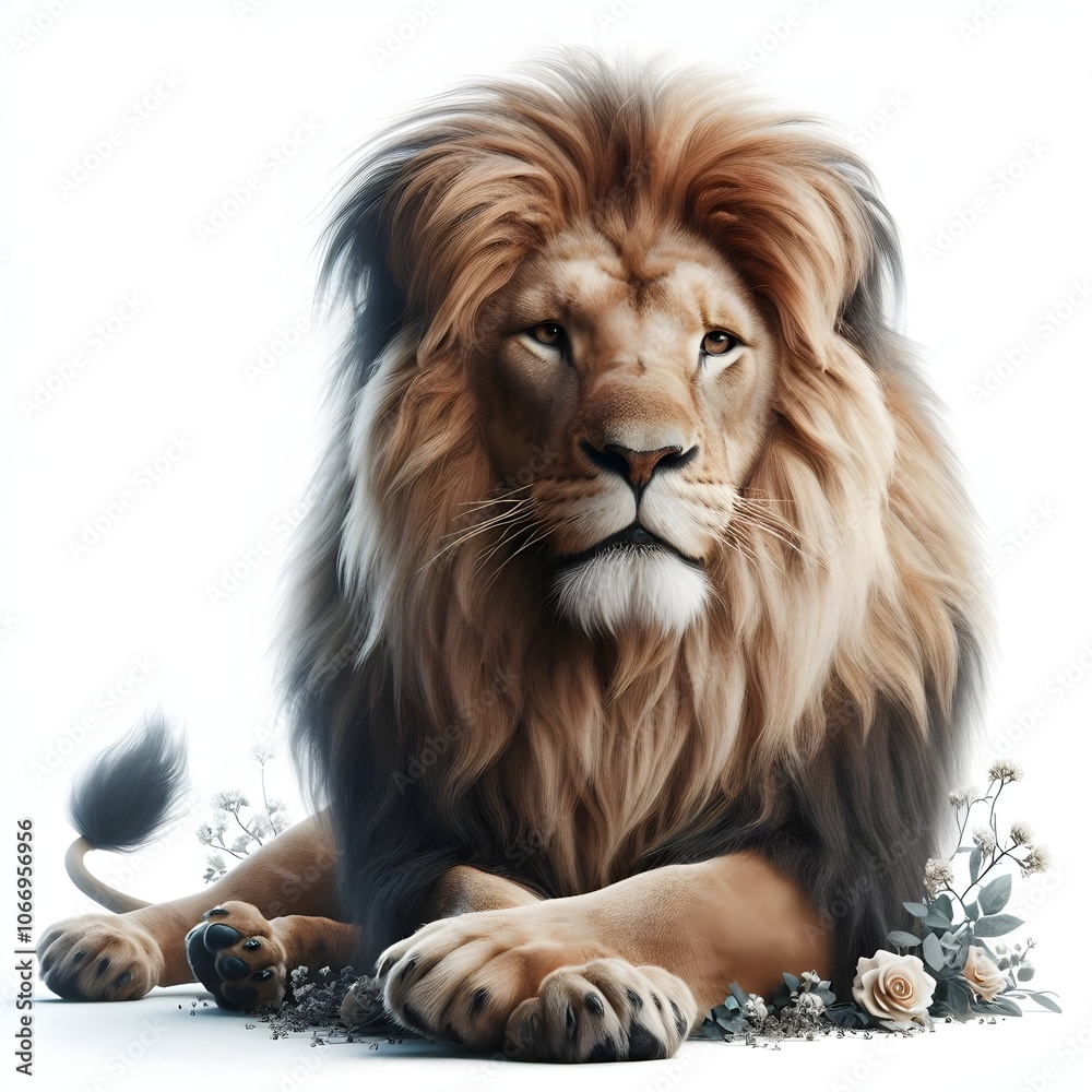 Fototapeta premium a lion sitting isolated on white background