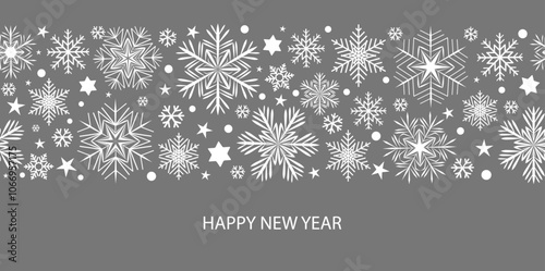 Seamless pattern of snowflakes. Let it snow. For decoration of borders, postcards, posters, flyers for the New Year and Christmas holidays. Vector illustration	