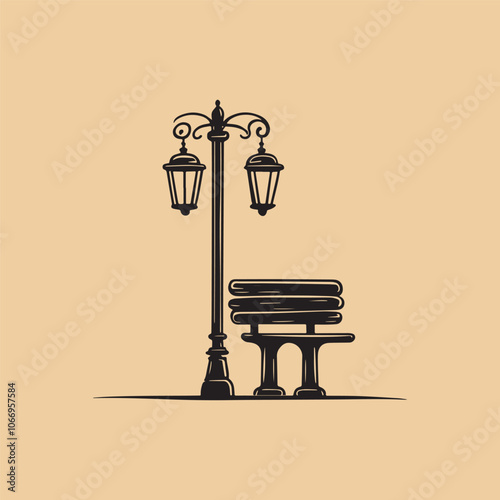 Crow sitting on lamp post in a city street. city life theme minimalist graphical presentation
