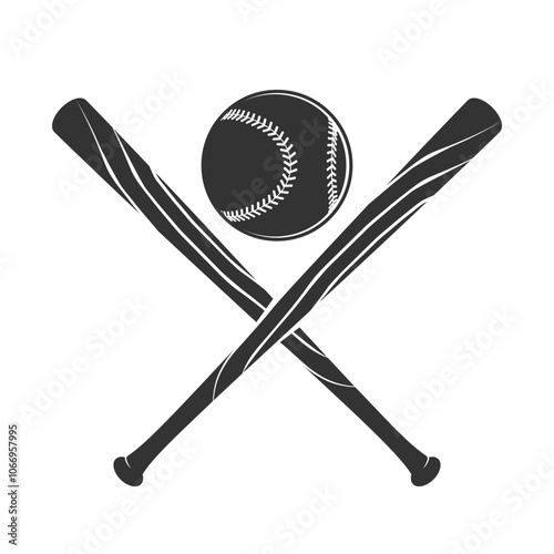 Baseball or Softball Logo With Crossed Bats and a Ball