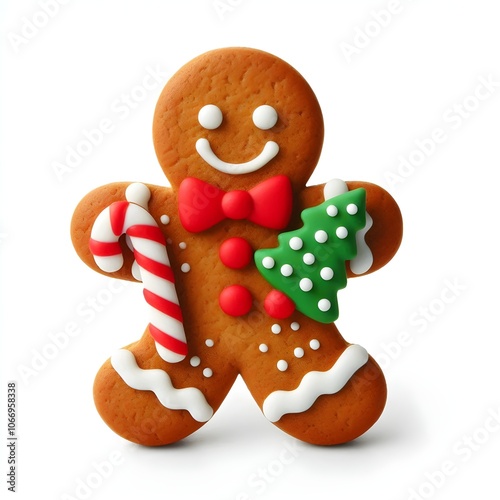 Christmas gingerbread man cookie isolated on white background