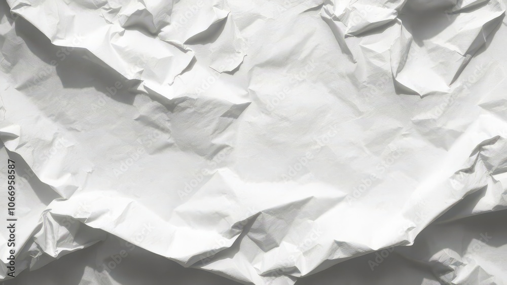 Obraz premium Crumpled white paper with shadows, background, shadow