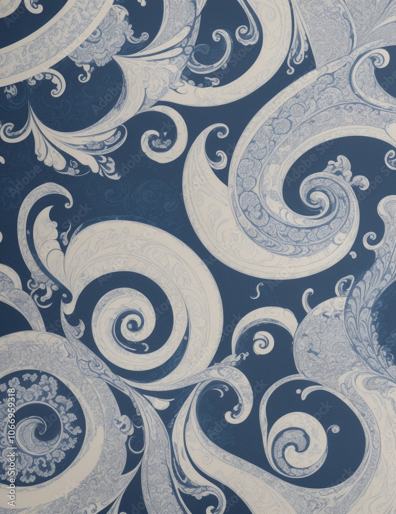 Fototapeta premium seamless pattern - abstract pattern blue swirl background - Generative AI