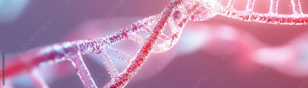 Fototapeta premium A close up of a DNA strand with a pink background