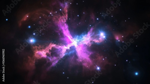 Space Nebula with Star Clusters