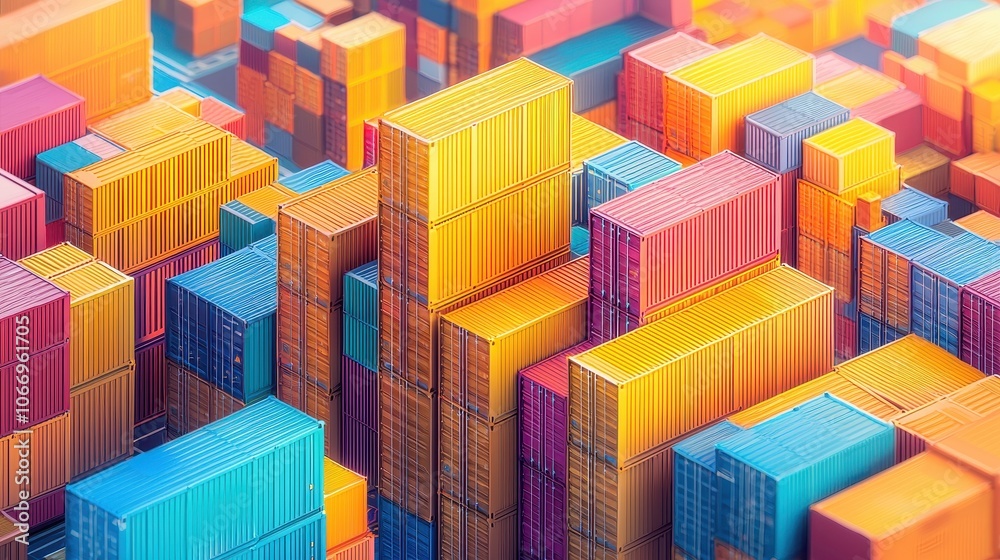 Explore the Vibrant World of Shipping Containers in a Colorful Urban Landscape