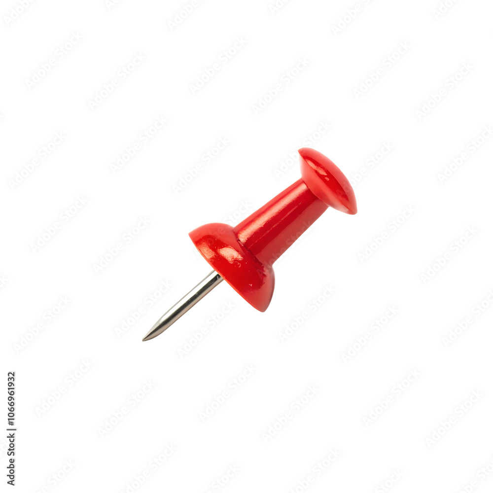 Red Push Pin for Office Organization on transparent background cutout, PNG file, Cutout file