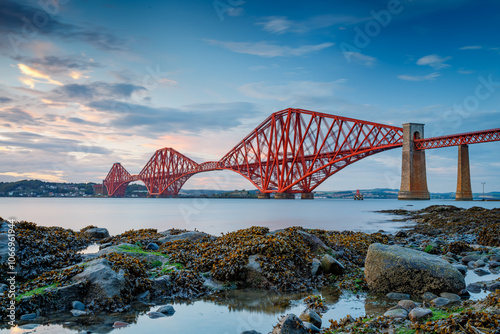 forth bridge at sunset