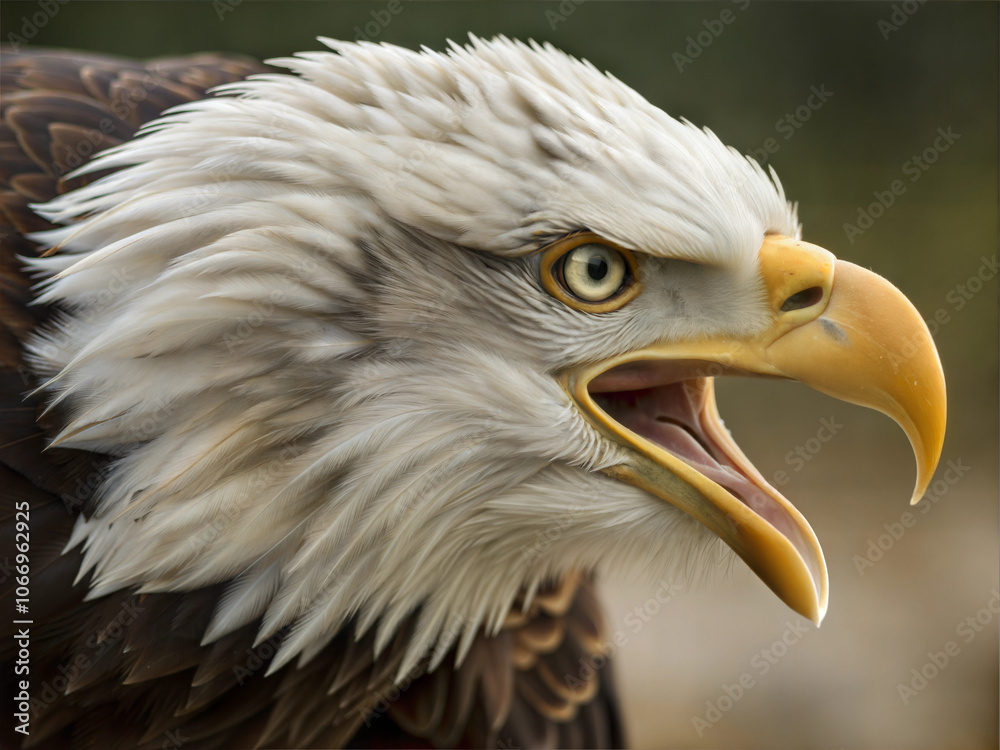 Fototapeta premium Majestic bald eagle caught in a moment of freedom against a backdrop of celebration on Independence Day