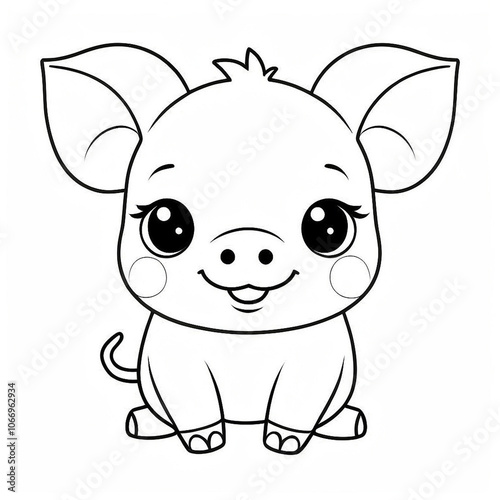 Pig coloring page isolated on white background