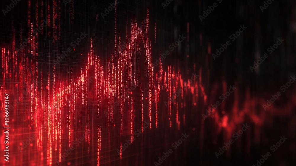 Red digital rain representing falling stock market values and global financial crisis Red digital rain representing falling stock market values and global financial crisis