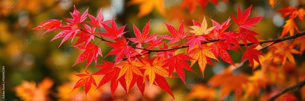 Vibrant maple leaves in shades of red, orange, and yellow covering a tree branch in autumn, branch, fall foliage, red Vibrant maple leaves in shades of red, orange, and yellow covering a tree branch in autumn, branch, fall foliage, red