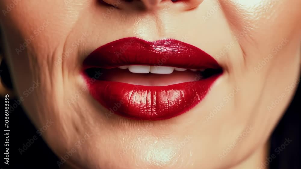Expressive red lips in closeup: the art of lip movement and emotion Expressive red lips in closeup: the art of lip movement and emotion