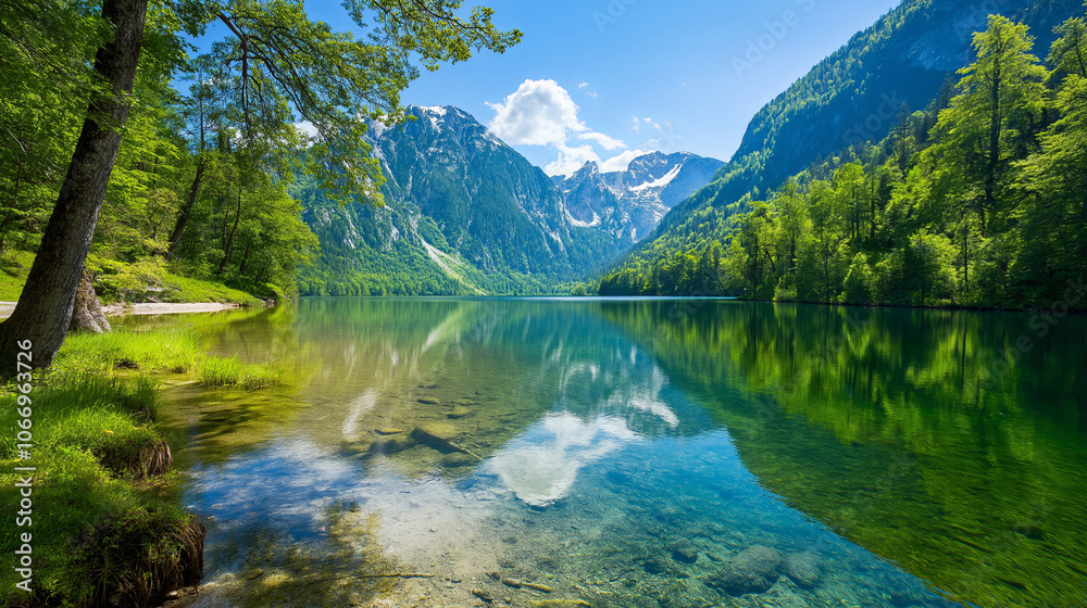 Reflection of Mountains in a Crystal-Clear Lake Reflection of Mountains in a Crystal-Clear Lake