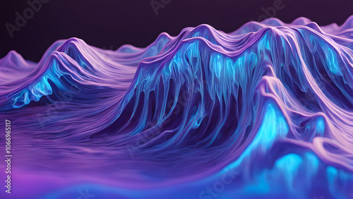 Holographic liquid waves crashing over a translucent surface blending, AI Generated photo