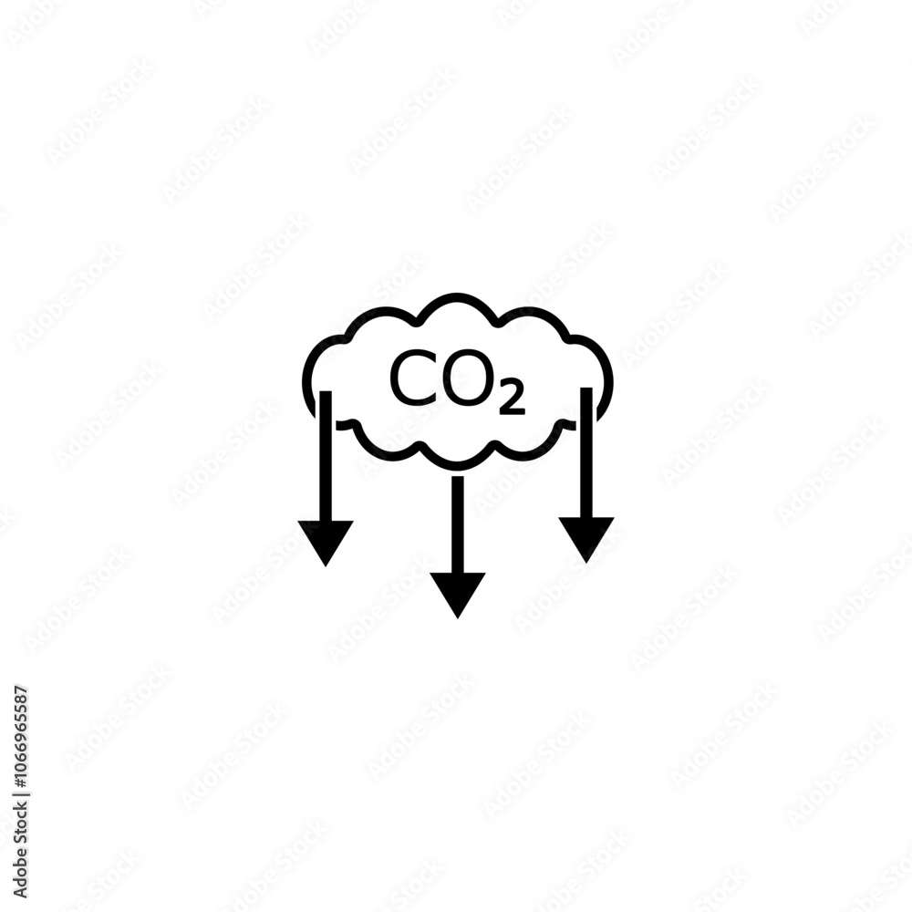 Carbon emissions reduction icon isolated on white background. Carbon emissions reduction icon isolated on white background.