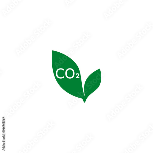 CO2 carbon neutral leaf  green icon isolated on white background . photo