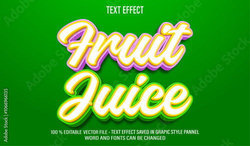 Fruit Juice 3d editable text effect style