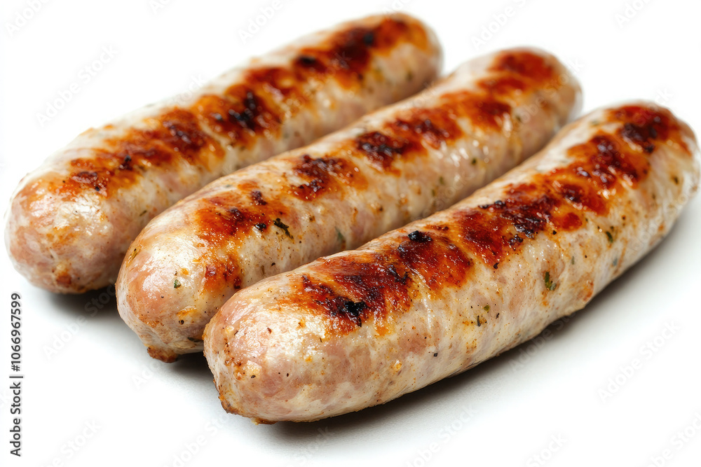 Roasted Pork Sausages, on white plain isolated Roasted Pork Sausages, on white plain isolated
