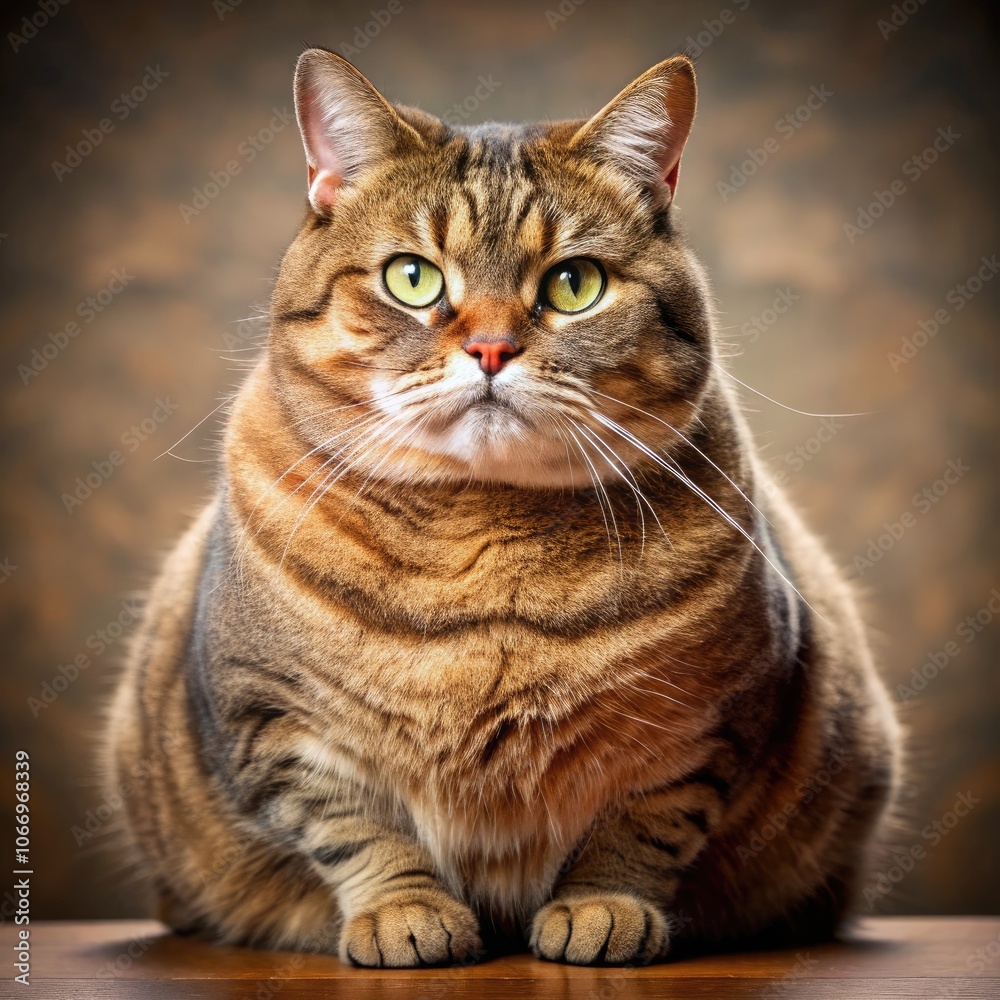 A disdainful fat cat gazes directly with piercing green eyes in a warm setting. Generative AI A disdainful fat cat gazes directly with piercing green eyes in a warm setting. Generative AI