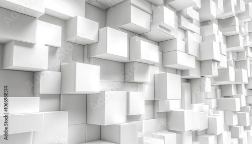 Abstract geometric background featuring white cubes in a modern design layout