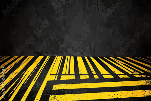 yellow black stripes grunge background background AI generated image